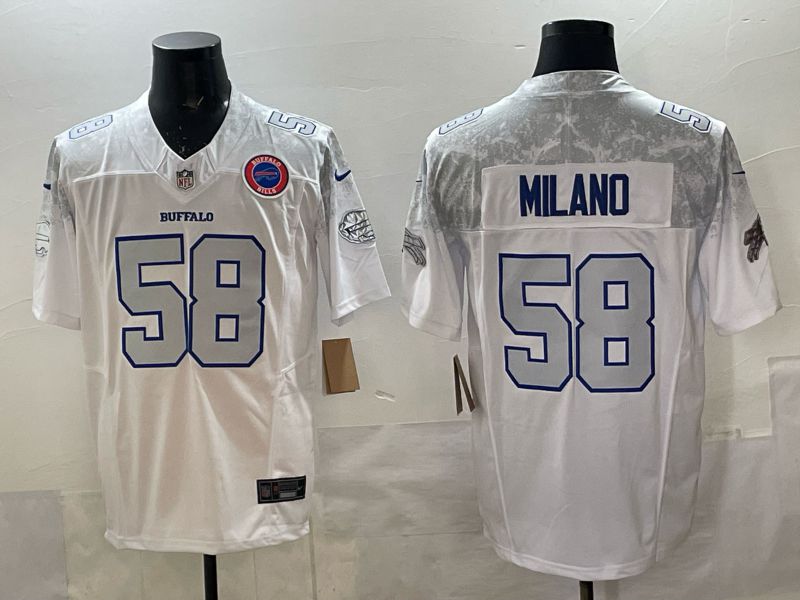 Men 2025 Buffalo Bills #58 Milano white 5th generation Throwback Nike Limited NFL Jersey style 007